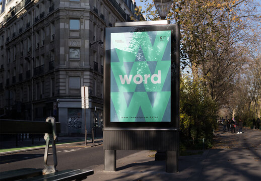 Mockup of customized vertical sign in city
