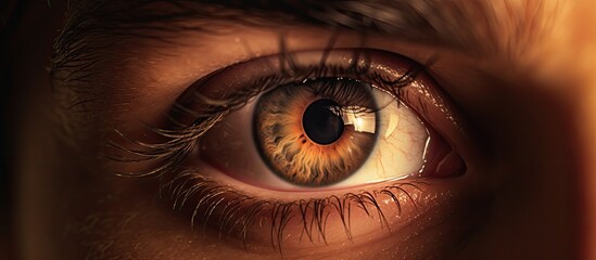 a close up of a person s brown eye . High quality - obrazy, fototapety, plakaty