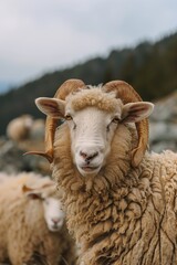 Image of two sheep standing side by side. Suitable for farm or animal-related projects