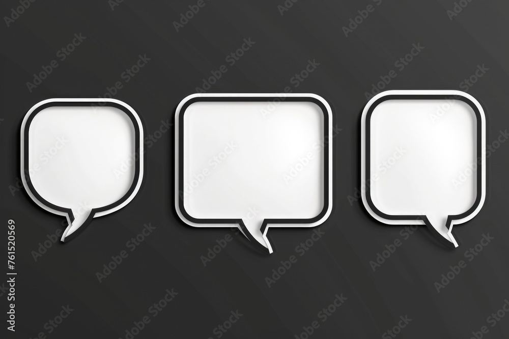 Poster Blank speech bubbles on dark backdrop, ideal for adding text