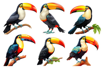 Set of Toucan isolated on the transparent background