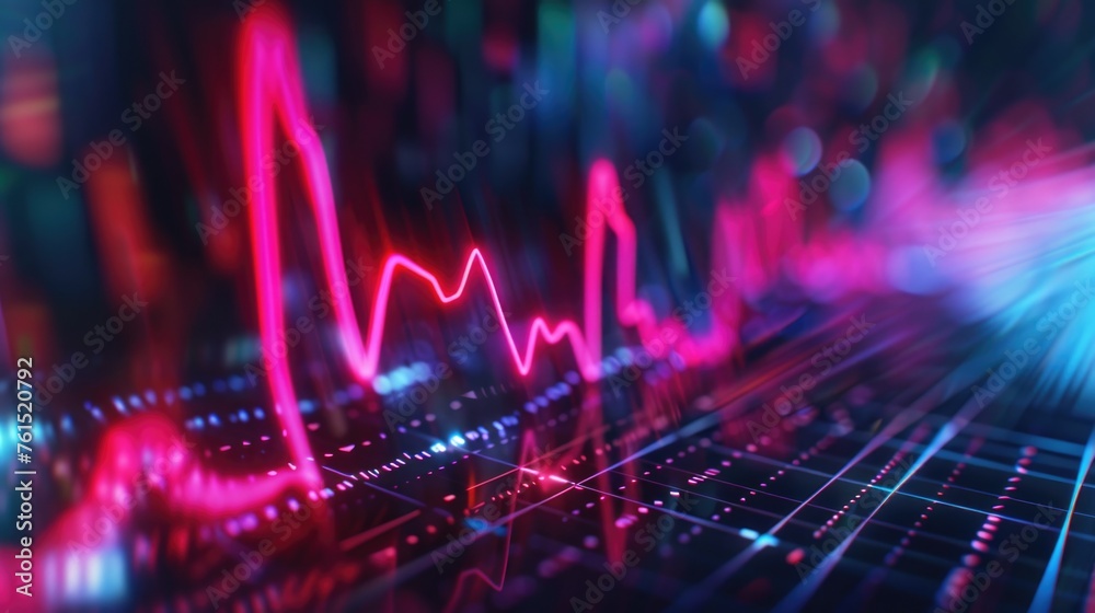 Leinwandbilder close-up of a computer keyboard with neon lights, suitable for technology concepts