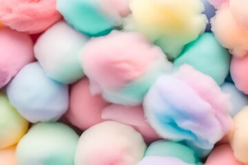 Fototapeta na wymiar Colorful cotton candy in soft pastel color background