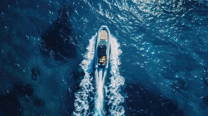 A boat is traveling through the water, suitable for travel brochures