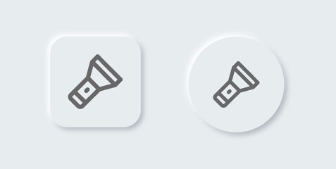 Flashlight line icon in neomorphic design style. Torch signs vector illustration.
