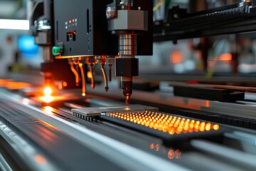 Chip manufacturing production line. AI technology generated image