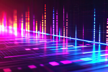 Color audio reverb line background. AI technology generated image