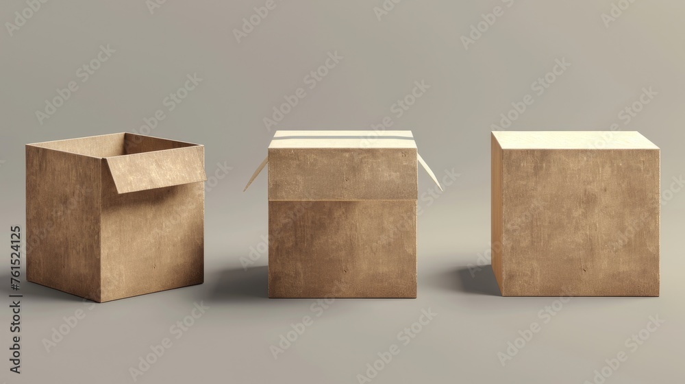 Poster three cardboard boxes placed together, suitable for various concepts