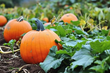 Growing pumpkins in a home garden.