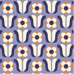 Geometrical Retro Florals Background Wallpaper