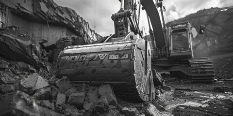 A monochrome image of a bulldozer, suitable for construction themes