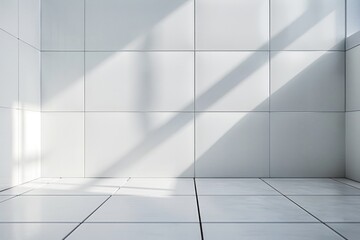 A simple white tiled room with a ladder in the corner. Suitable for architectural and interior design projects