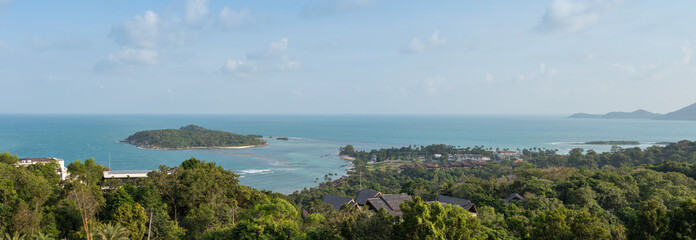 Viewpoint on a hill at Koh Samui, Thailand, Panoramic view.