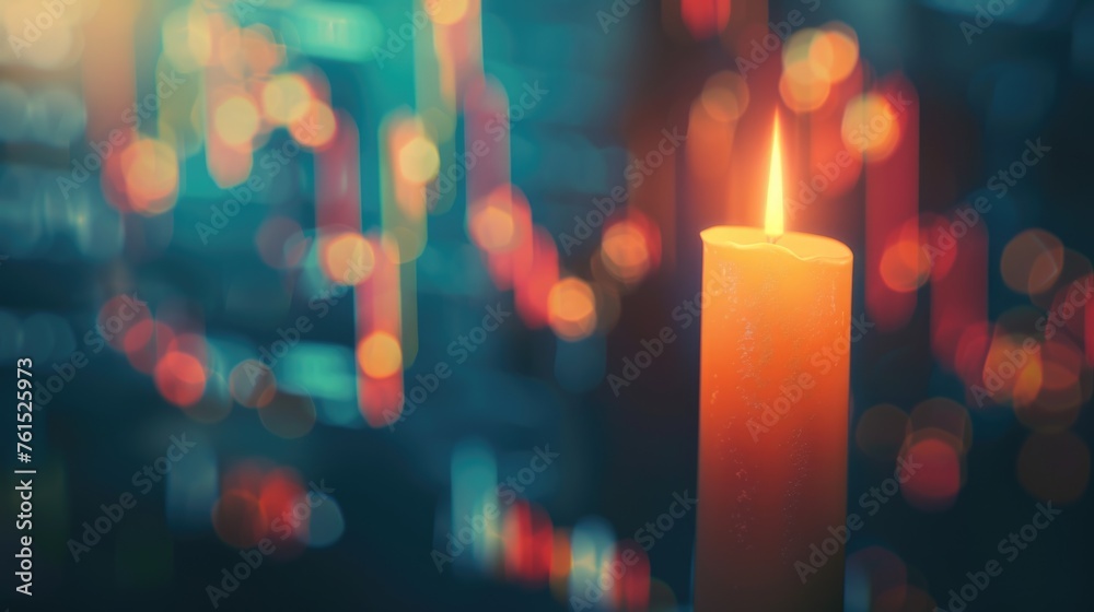 Poster A simple image of a lit candle on a table, suitable for various uses