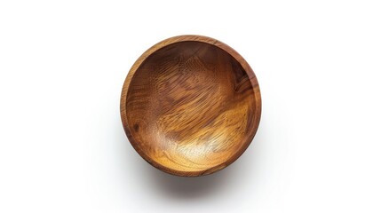A simple wooden bowl on a clean white background. Perfect for kitchen and food-related designs