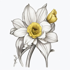 A Daffodil tattoo traditional old school American bold line white background