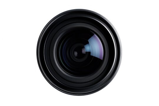Close up of a camera lens on white background. Perfect for photography enthusiasts