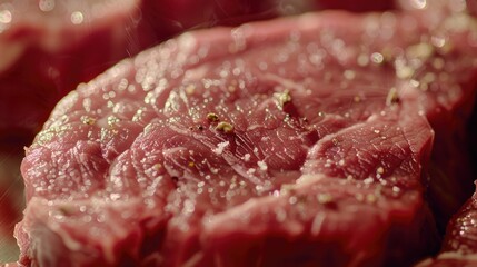 Fresh piece of meat on a wooden cutting board, perfect for food and cooking concepts