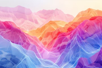 Tuinposter Surreal colorful landscape inspired by Grand Canyon. rock formations. Abstract colorful background image. Created with Generative AI technology © Artem