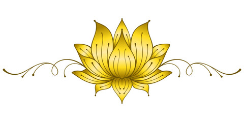 Golden lotus line art vector illustration, vesak day element design