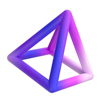 Gradient geometric 3D shape. Colorful quirky pyramid triangle object