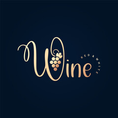 Wine Grape Logo Luxury Wine On Royal Blue - 761533937