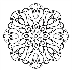 simple and easy mandala design for coloring book page and yoga logo, neat and clean lines