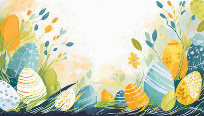 Illustrative Easter Background with Copy Space - 761534328