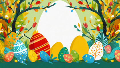Illustrative Easter Background with Copy Space - 761534329