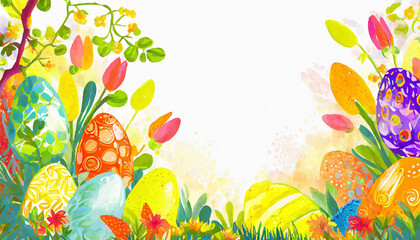 Illustrative Easter Background with Copy Space - 761534333