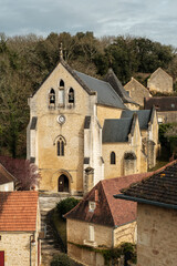Fototapeta na wymiar The 14th century church in the village of Carlux in the Dordogne region of France