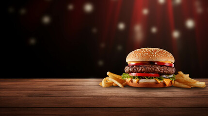 Hamburger 3d Advertisement Banner  Generative AI.