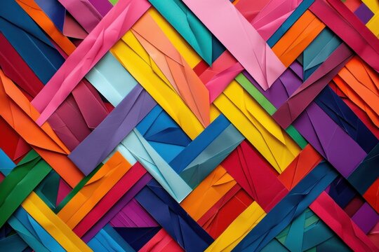 Papercraft art stock image of a colorful paper quilt pattern intricate geometric shapes and vibrant hues