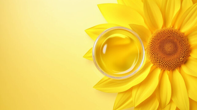 Sunflower oil 3d Advertisement Banner  Generative AI.