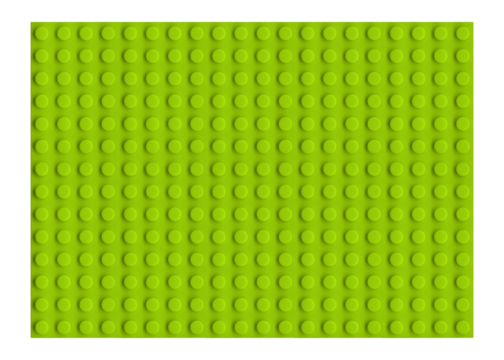 Vintage plastic brick long plate isolated. Old toy surface style background. Pattern of green squares.