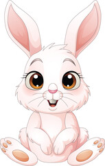 Carton smiling baby rabbit isolated on white background - 761538399