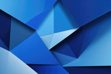 An array of overlapping triangles, dominance of shades of blue ranging from the palest sky to the deepest sapphire, varying sizes and orientations evoke a sense of depth, digital painting, geometrical - obrazy, fototapety, plakaty