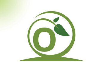 Letter O Leaf Logo Design Vector letter template. With Leaf Symbol, Vector Illustration.