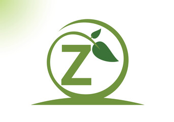 Letter Z Leaf Logo Design Vector letter template. With Leaf Symbol, Vector Illustration.