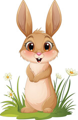 Cartoon happy rabbit isolated on white background - 761541191