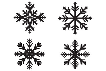 snowflake winter black silhouette on white background