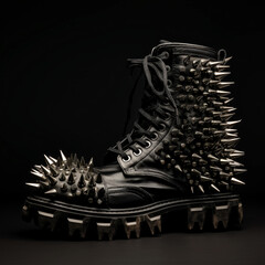 Boot with metal spikes, black, brutal, rocker - 761543316