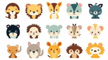 Fototapete Nette Tiere Set Cute and simple animal designs for kids