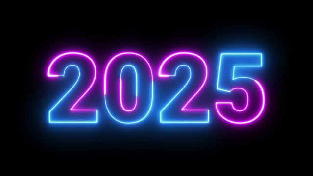 2025 happy new year 2025 animated text new year 2025 neon