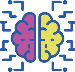 brain, icon colored outline