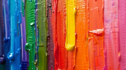 Glossy Vertical Paint Streaks in Bright Colors