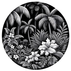 a circular image of plants and flowers