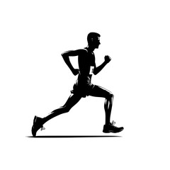 Fototapeta na wymiar Silhouette of a man running in a marathon. Vector illustration of a man running.