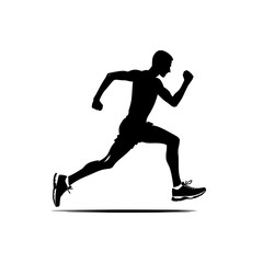 Fototapeta na wymiar Silhouette of a man running in a marathon. Vector illustration of a man running.