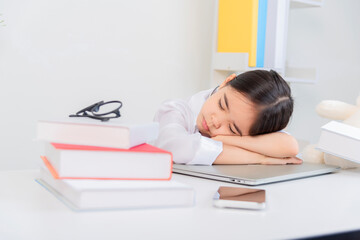Cute little girl asian with stethoscope playing doctor
